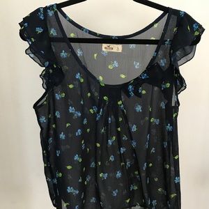 Hollister Sheer Blue Floral Top